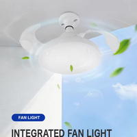 Ventilateur de plafond avec lumière LED à visser E27, pales rétractables, télécommande, trois couleurs changeantes pour la maison, la chambre, l'appartement, utilisation en intérieur