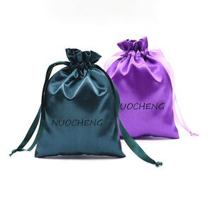 Bolsas de Embalaje Pequeñas de Satén Rosa con Cordón, Bolsas Personalizadas de Almacenamiento para Pelucas de Satén con Logotipo, Bolsas de Regalo Personalizadas - Product Image 1