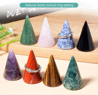 Support de Présentation en Pierre Naturelle Polie en Forme de Cône pour Bague, Couleur Pierre Naturelle 40x25mm