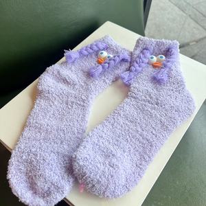 Kış uzun örgüler büyük gözler kabarık terlik uyku bulanık çorap - Product Image 6