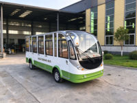 Bus Wisata Listrik dengan Pintu, 11 Kursi untuk Safari Lodge Game Reserve Shuttle, Motor AC 72V, Jarak Bebas dari Tanah 400mm