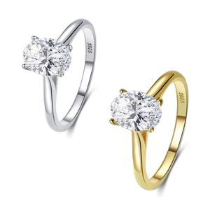 Anillo de Compromiso y Matrimonio Solitario de Plata de Ley 925 con Cuatro Puntas para Mujer, Chapado en Oro Blanco de 18K, Joyería de Aniversario - Product Image 2