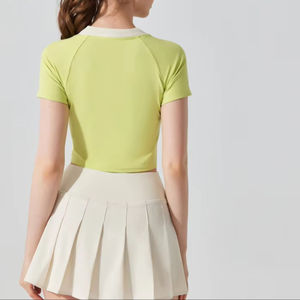 ชุดเซตเสื้อครอปคอวีสำหรับผู้หญิงเสื้อยืดเนื้อนุ่มยืดหยุ่นสำหรับเล่นเทนนิสวิ่ง - Product Image 5