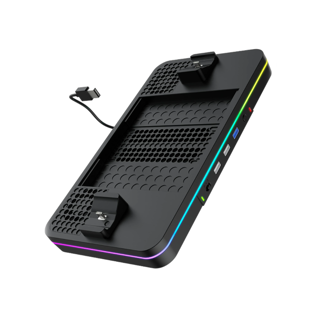 Cooling Fan with RGB Charging Dock Stand for Xbox Series X/S Console Controller Multifunctional Storage Charger Base
