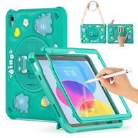Nouveau style 10.9 pouces étui pour tablette pour enfants pour iPad 10th couverture iPad robuste PC et silicone antichoc avec dragonne et bandoulière