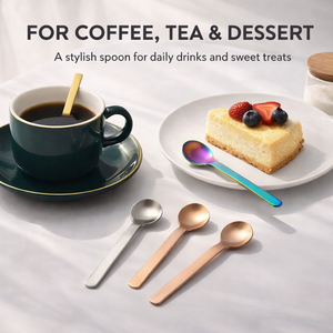 Lot de cuillères modernes en acier inoxydable 304, finition satinée, argent et or, pour café, dessert et glace - Product Image 2