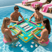 Set Mahjong Kolam Renang Modern Amerika ZUJU untuk 4 Pemain, Dapat Dilipat, Portabel, Ramah Lingkungan, Tahan Air, Tidak Mudah Pecah, Hiburan