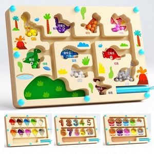 Tablero Magnético de Madera para Preescolar, con Diseño de Helado y Dinosaurios, Laberinto de Números y Colores, Juguetes Montessori - Product Image 1