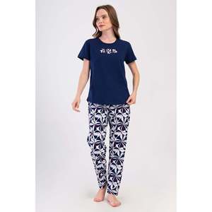 Conjunto de Pijama Sostenible para Mujer, Cuello Redondo, Manga Corta, Cierre de Botones y Cintura Elástica, Logotipo Personalizable para Ropa de Casa - Product Image 4