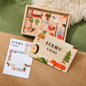 Ensemble de 28 pièces de <span class=keywords><strong>dominos</strong></span> en <span class=keywords><strong>bois</strong></span> en forme d'animaux, jouet éducatif Montessori, jeu de correspondance et d'empilage créatif avec boîte de rangement - Product Image 5