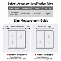 Supports de rail de rideau longs en alliage d'aluminium robuste, style minimaliste sans support, glisse silencieuse, embouts de rail de rideau cachés