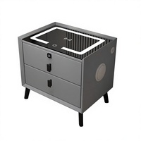 Table de chevet moderne intelligente de luxe de haute qualité avec chargeur sans fil, serrure à empreintes digitales, 2 tiroirs, bois, verre trempé, meubles de chambre à coucher