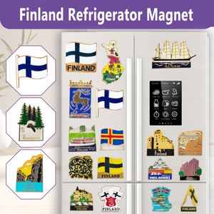 En stock Aimant de réfrigérateur, Épingle de revers, Emblème drapeau de la Finlande, Motif forêt nordique et paysage fjord, Cadeau, Souvenir de voyage, Style <span class=keywords><strong>scandinave</strong></span>, Personnalisé - Product Image 3