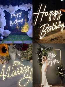 Enseigne néon personnalisée Joyeux <span class=keywords><strong>Anniversaire</strong></span>, lettres lumineuses LED électroniques pour fête, bar, maison, décoration d'événements, lumière néon - Product Image 5