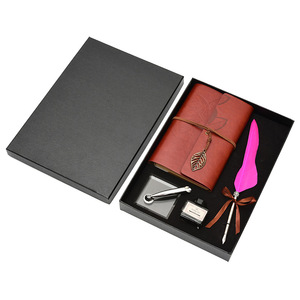 Ensemble de stylos plume vintage en plumes somptueuses pour <span class=keywords><strong>calligraphie</strong></span> <span class=keywords><strong>arabe</strong></span>, avec journal en cuir et coffret cadeau – Pack parfait - Product Image 3