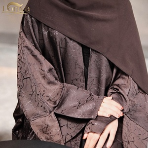 Loriya Aïd Ramadan Été Robes pour Femmes Vêtements Islamiques Modestes Abaya Cardigan <span class=keywords><strong>Kimono</strong></span> Ouvert Devant Ensemble Hijab pour Dames Musulmanes - Product Image 1