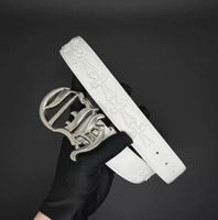 Ceinture pour homme de 3,0 cm de largeur, avec boucle à ardillon carrée en alliage, motif géométrique brodé artistique, nouveau style chromé unique, imprimée par transfert thermique