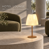 Lampe de table LED d'ambiance vintage sans fil rechargeable à intensité variable avec abat-jour en pétales de muguet pour mariage, salle à manger et chevet