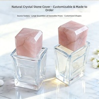 Capuchons de parfum en cristal naturel de luxe, sphères carrées, couvercles uniques, pierres précieuses colorées taillées, perles de jade en vrac, individuelles