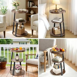 Mesa Auxiliar Redonda <span class=keywords><strong>de</strong></span> 3 Niveles al por Mayor, Mesa Multifuncional para Jardín, Mesa <span class=keywords><strong>de</strong></span> Comedor para Fiestas, Mesa Auxiliar <span class=keywords><strong>de</strong></span> Café, Mesa <span class=keywords><strong>de</strong></span> Madera para Sofá para Sala <span class=keywords><strong>de</strong></span> Estar - Product Image 3