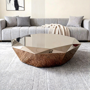 Table basse <span class=keywords><strong>de</strong></span> luxe en acier inoxydable <span class=keywords><strong>or</strong></span> rose, design moderne en forme <span class=keywords><strong>de</strong></span> diamant, facile à nettoyer, pour salon, villa, <span class=keywords><strong>maison</strong></span> - Product Image 4