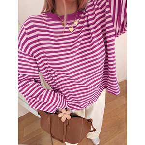เสื้อสเวตเตอร์คอเรือลายทางสีชมพูอมเทา ไซส์ XS สำหรับผู้หญิง - Product Image 2