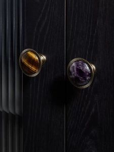 Hot Sale Solid Antique Brass Kitchen Cupboard Handles <strong>Crystal</strong> Cabinet <strong>Knobs</strong> Round Shell Handle Natural Stone Marble Drawer <strong>Knob</strong> - Product Image 3