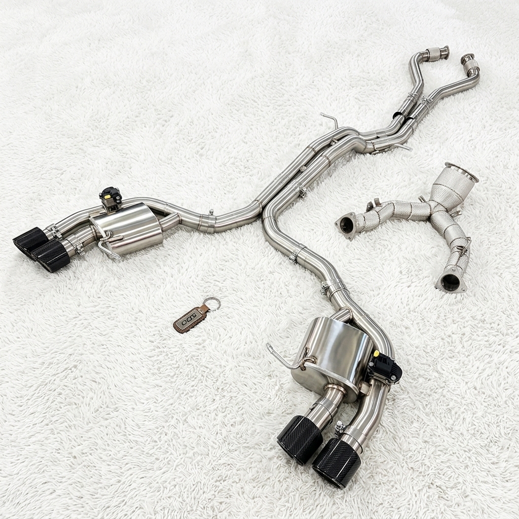 VantaFlow SS304 Full Exhaust System for Porsche Macan 95B.1 3.0T 2014-2018 with Carbon Tips and High Flow Catalyst Downpipe
