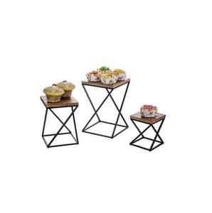 Soporte redondo para pizza de hierro y madera Último diseño Soporte de pizza de metal de color negro Soporte de mesa elegante Ideal para servir - Product Image 5