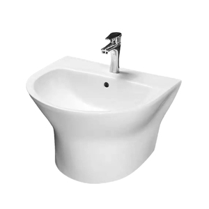 Lavabo en porcelaine de style européen, couleur blanche, demi-piedestal, lavabo en céramique pour salle de bain - Product Image 2