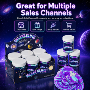 Set de exhibición de 6 tarros de slime de mantequilla Galaxy al por mayor, serie Cielo Estrellado, juguete sensorial suave y elástico para aliviar el estrés para niños, OEM - Product Image 6