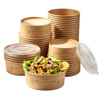Bol à salade en papier kraft, emballage alimentaire jetable, bol personnalisé imprimé, OEM ODM, usine