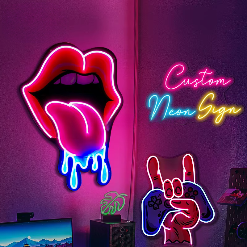 RGB IP65 LED Neon Gamer Wall Decor Acrylic Body Christmas Ornament For Man Cave Party Game Room Decoration