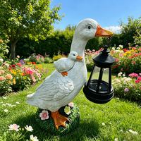 Lampes solaires étanches IP65 en forme de canard, mignonnes sculptures d'oiseaux en polyrésine pour la décoration extérieure de patio, jardin et allée