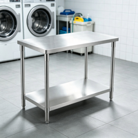 Table de préparation commerciale à double niveau en acier inoxydable avec étagère inférieure pour restaurant, laboratoire, buanderie