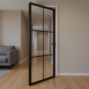 Porta Interna in Vetro Nero 29,9 X 79,3 Pollici Design Minimalista Isolamento Acustico Apertura Manuale - Product Image 3