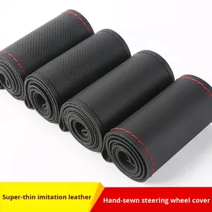 Funda Universal <span class=keywords><strong>para</strong></span> Volante <span class=keywords><strong>de</strong></span> Coche <span class=keywords><strong>de</strong></span> <span class=keywords><strong>Cuero</strong></span> Artificial, Cosida a Mano, Funda <span class=keywords><strong>para</strong></span> Volante Cosida a Mano, 38 cm - Product Image 4