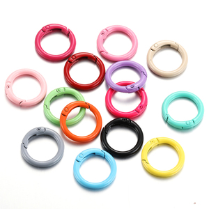 Porte-clés circulaire en alliage peint à la bombe, <span class=keywords><strong>14</strong></span> couleurs mélangées, 20/25/30/35/41mm, accessoires de bijoux à bricoler soi-même, anneau d'ouverture de printemps V161 - Product Image 1