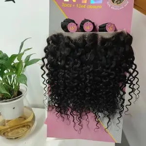 Remy Pak mink murni murni ekstensi rambut manusia India bundel halus vendor rambut Brasil 100% rambut manusia dengan 13x4 4x4 depan