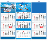 Calendrier mural personnalisé 2027 pour la logistique d'expédition, vente en gros, calendrier nautique suspendu à 4 volets