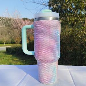 For <strong>Stanley</strong> Modern Style 40oz <strong>Handle</strong> Cup 304 Stainless Steel Insulated Beer <strong>Mug</strong> <strong>with</strong> Diamond-Studded Straw for Car Use - Product Image 4