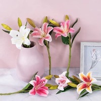 Vente en gros de fleurs de lys blanches et roses au toucher réel pour la maison, le mariage et la décoration de remise des diplômes