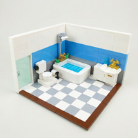 Ensemble de meubles miniatures MOC en blocs de construction, accessoires de maison de poupée, chambre à coucher, salle de bain, cuisine, bureau, jouet décoratif, cadeau créatif