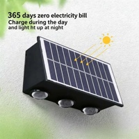 Lampe murale extérieure solaire LED étanche à double tête avec éclairage haut/bas, 12V, température de couleur multiple pour balcon, villa, porte
