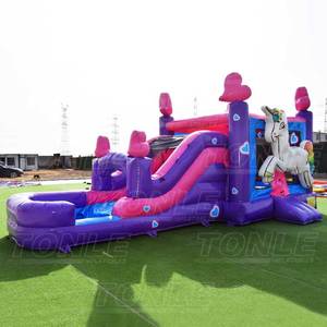 Thương Mại Lớn Ngoài Trời Trẻ Em Inflatable Unicorn Bouncer Nhảy Moonwalk Thoát Nhà Pvc Với Trượt Nước Unicorn Bouncy Castle - Product Image 1