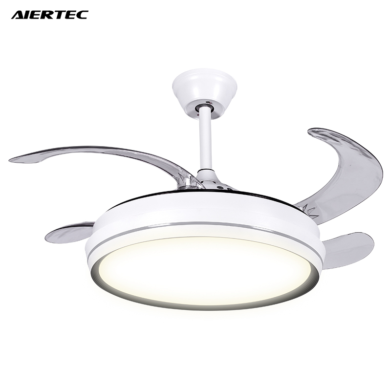 Modern Simple Invisible Iron Ceiling Light with Fan and Remote Control Energy Saving Foldable Blade for Kids Room Bedroom Dining