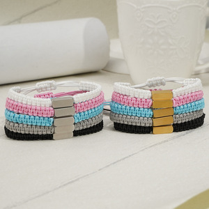 Custom Unisex Gold Plated Nylon <b>Rope</b> <b>Bracelet</b> DIY personalized engraving Classic ID <b>Bracelet</b> - Product Image 4