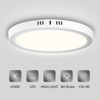 Plafonniers LED ultra-minces en gros 6W-24W ronds à montage en surface anti-éblouissement 3CCT AC165-265V pour balcon