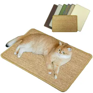 Ngang mèo scratchers bảo vệ thảm sofa cotton Borde sisal mèo scratcher Mat treo đồ chơi bóng với chuông