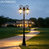 Lampes LED d'extérieur en aluminium de style européen, IP65 étanche, blanc chaud, faisceau 360°, double tête, noir/bronze antique
